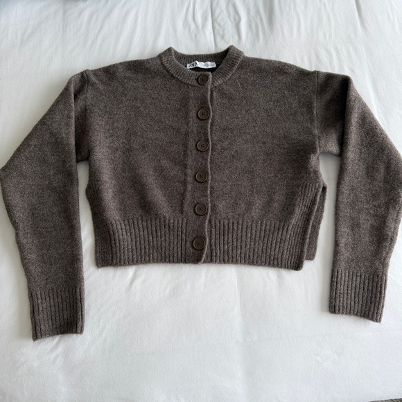 Zara Sweaters - Zara Chocolate Brown Button-Up Cardigan